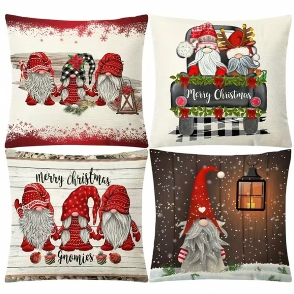 Other - 🎄 Christmas Gnomes 4 piece holiday pillow covers.